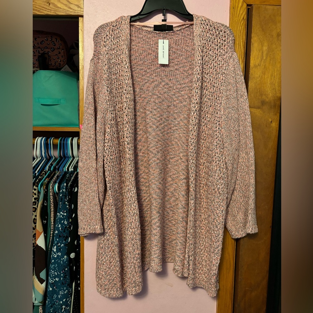 Peach Gray Cardigan Sweater 22/24 BNWT